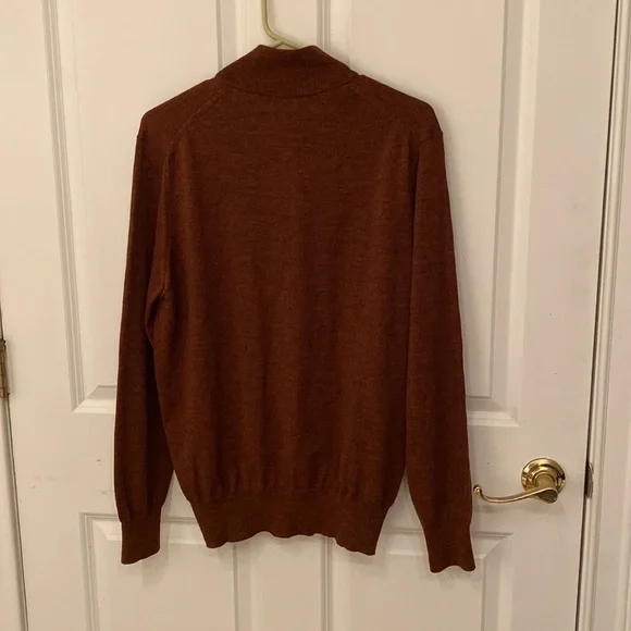 Robert Talbott Ember COOPER-MERINO 1/4 ZIP Mock Neck Sweater Made in Italy M
